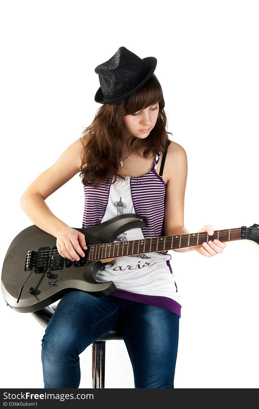 Beautiful Girl Playing The Guitar