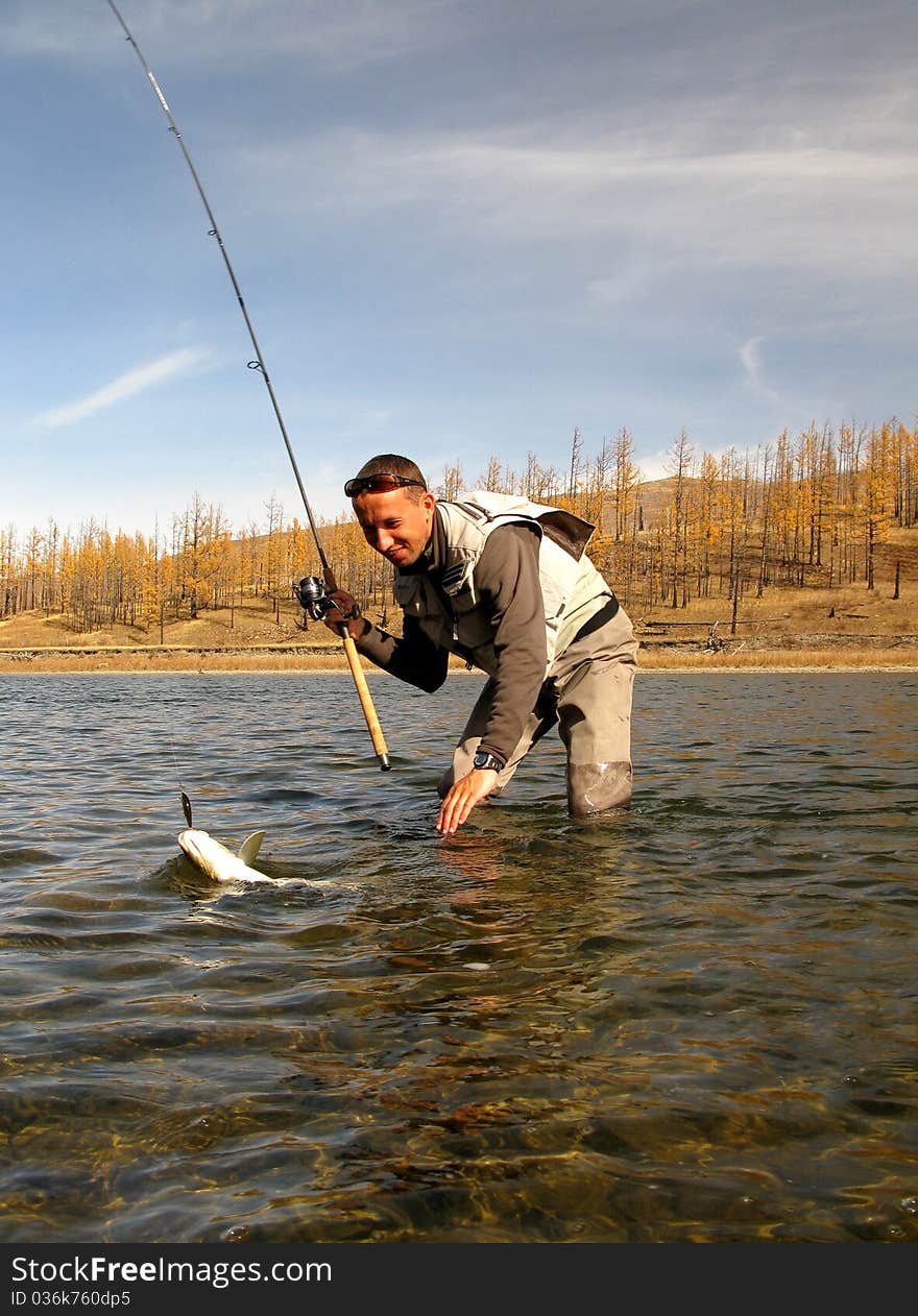 Fishing  - fisherman catched big fish