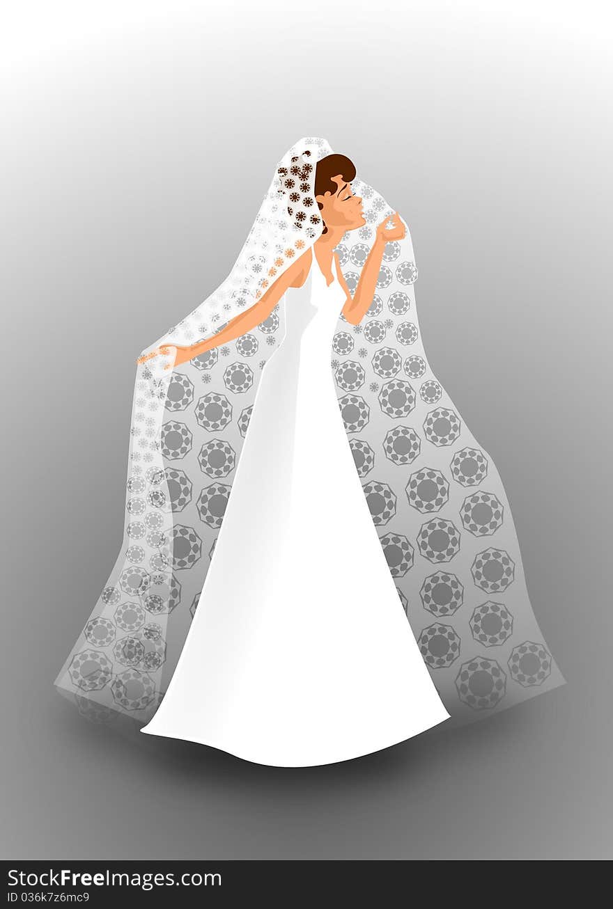 Vector illustration of  a bride in a wedding dress,. Vector illustration of  a bride in a wedding dress,