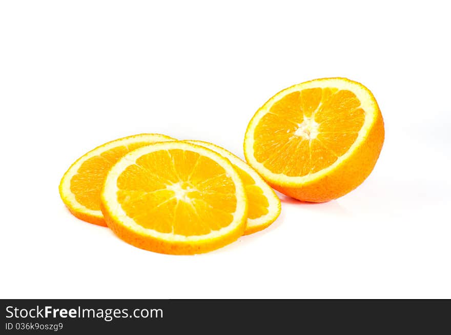 Orange slices on white background