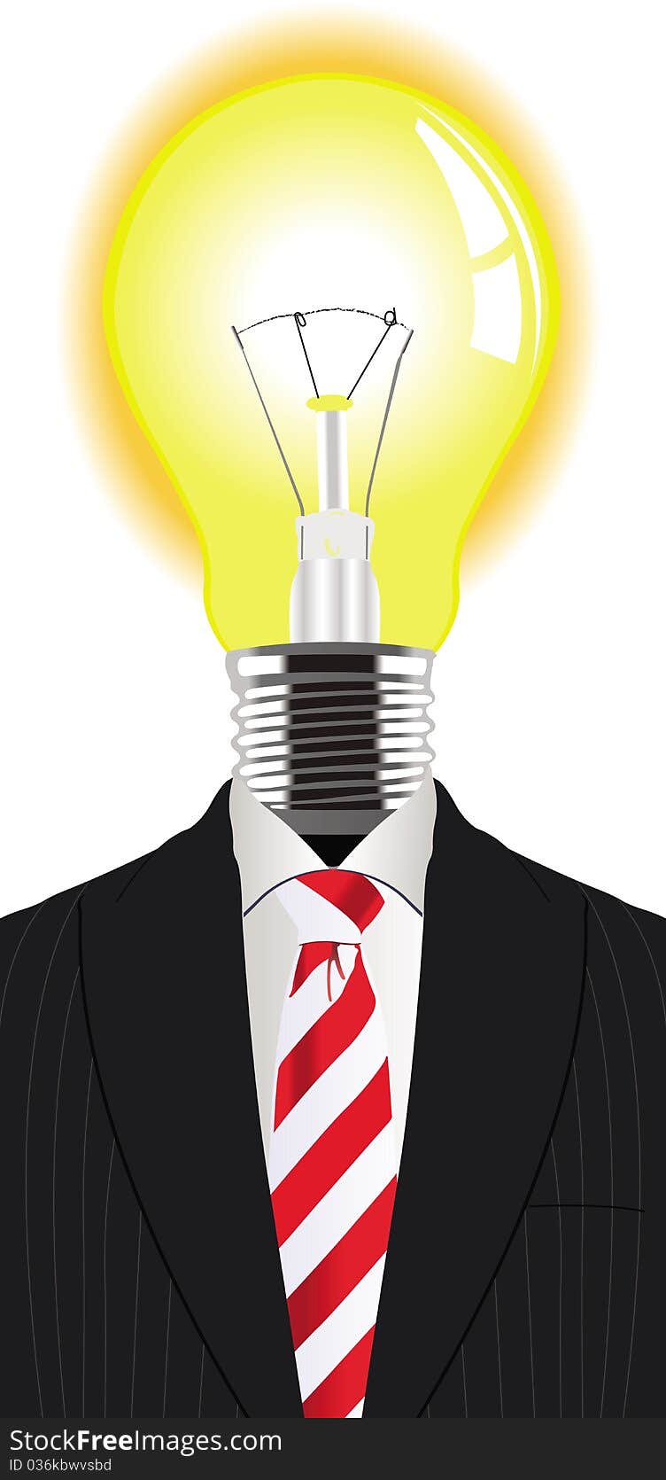 This image represents a man with a light bulb instead of the head. This image represents a man with a light bulb instead of the head