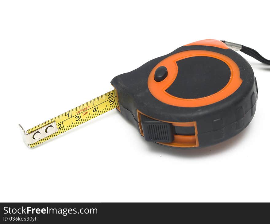 Tape-measure on a white background