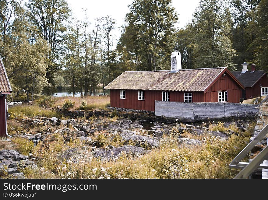 A red gate house in Sweden