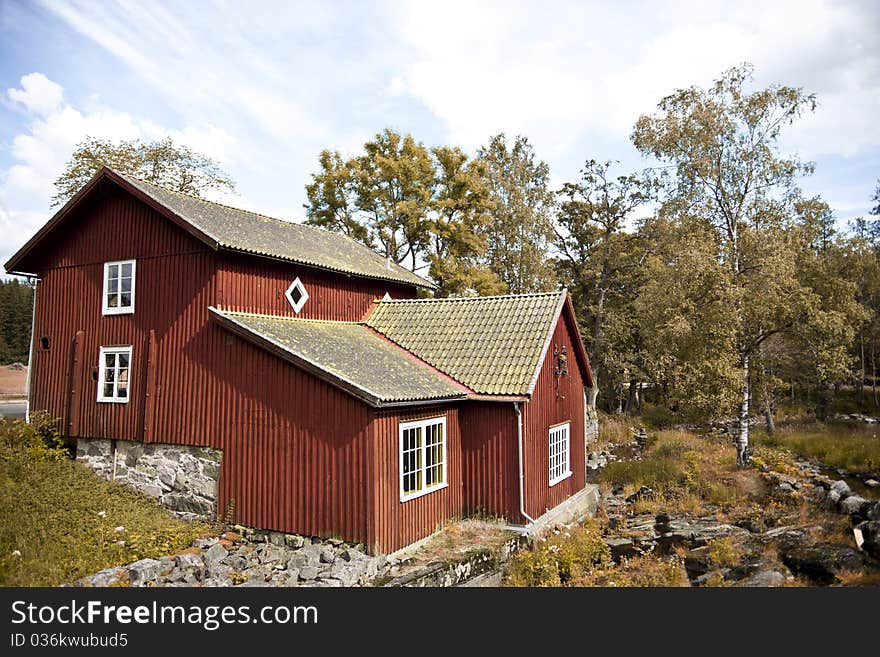 A red gate house in Sweden