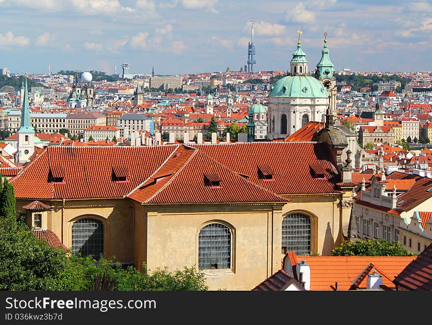 Beautiful panorama of Prague with churches and towers. Beautiful panorama of Prague with churches and towers