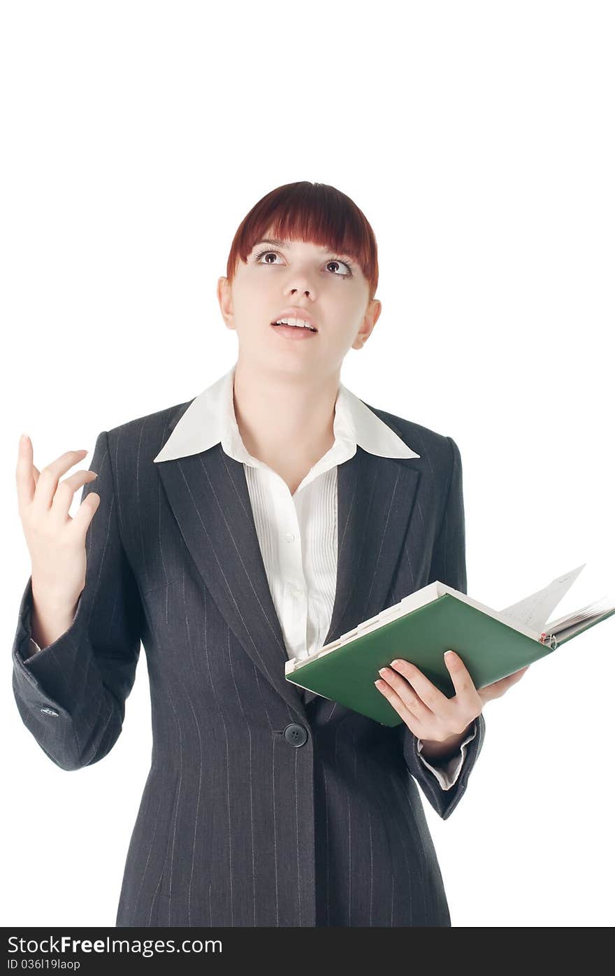 Youing business woman with notebook in hand