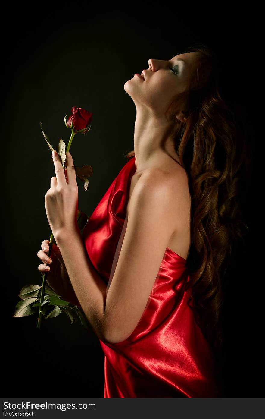 Portrait of beauty girl with rose