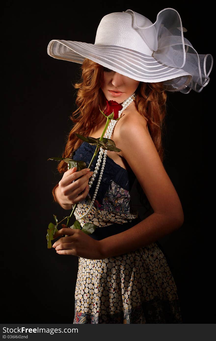 Portrait of beauty girl with rose