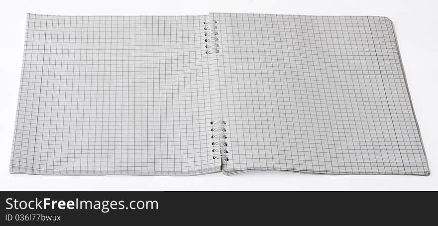 Open notebook on a white background. Isolated.