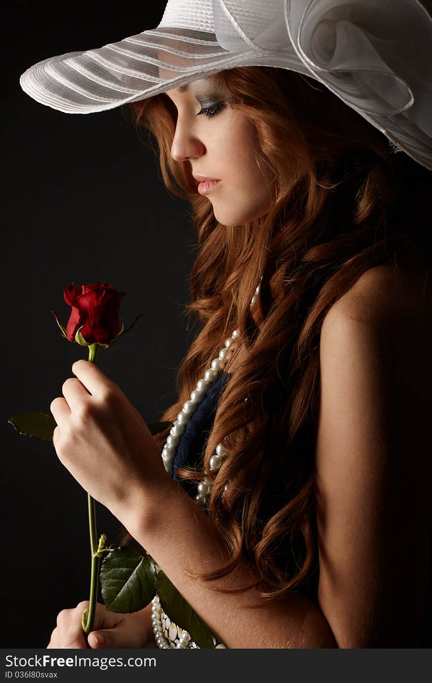 Portrait of beauty girl with rose