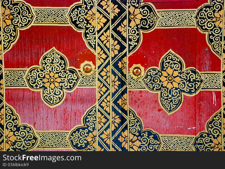 One of the temple door in Ganden monastery, Tibet. One of the temple door in Ganden monastery, Tibet.