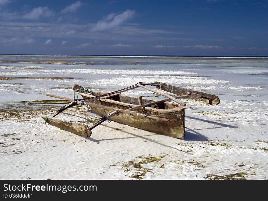 Wooden Fishermens Boat Off Zanzibar