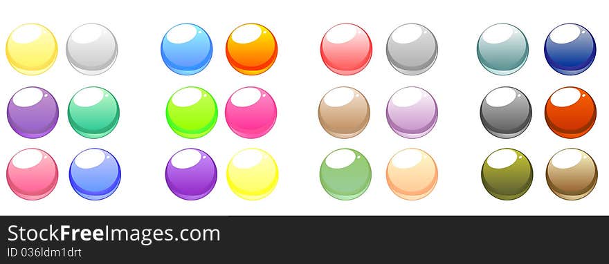 A collection of vector blank, glowing, colorful circular web buttons. A collection of vector blank, glowing, colorful circular web buttons.