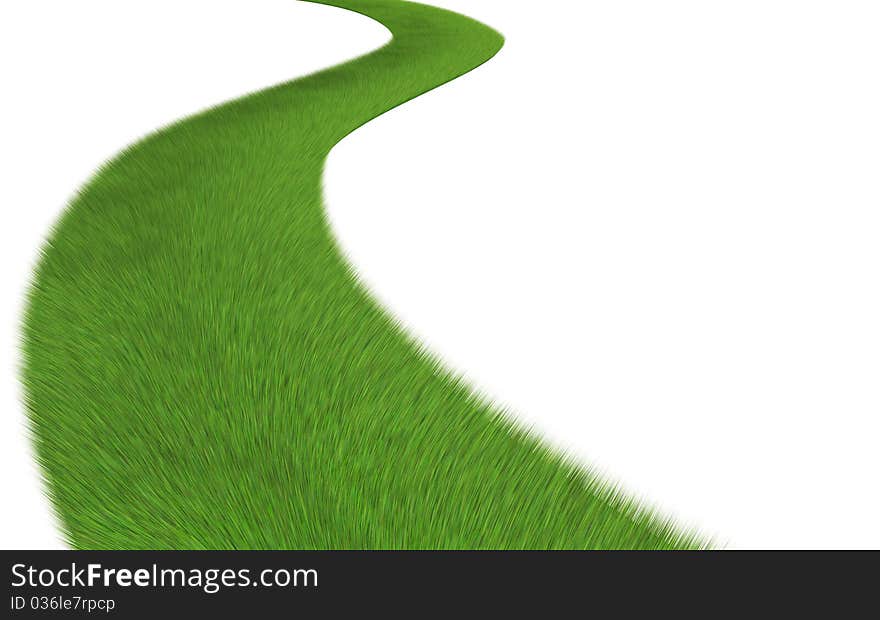 Isolated path of green grass