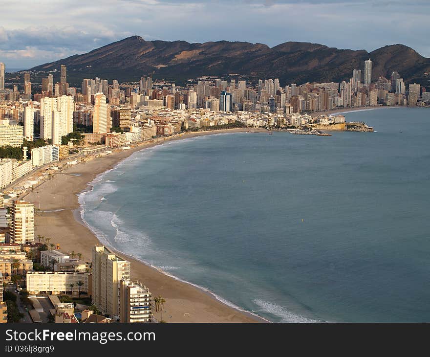 Benidorm seen from the highest hotel in Europe. Benidorm seen from the highest hotel in Europe