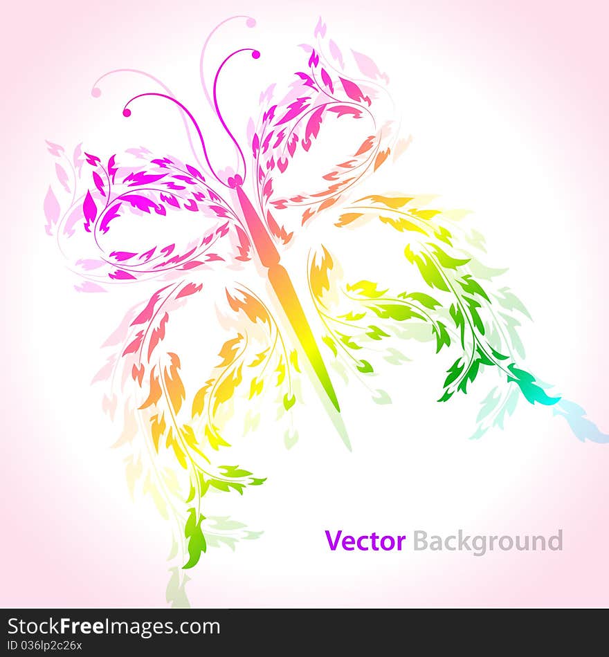 Vector picture with multi-colored abstract butterfly