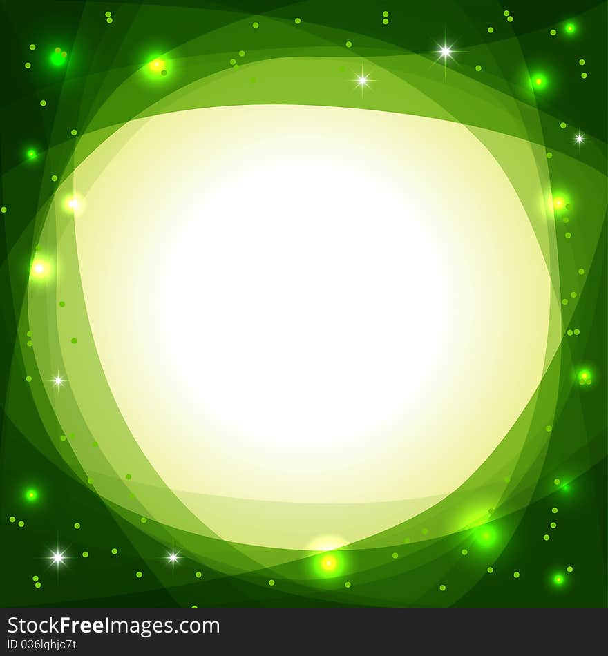 Vector green background with bright lights