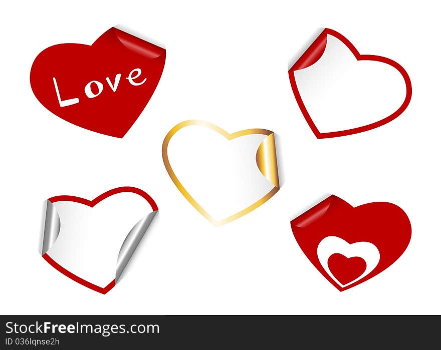 Heart Shape Set Of Stickers.