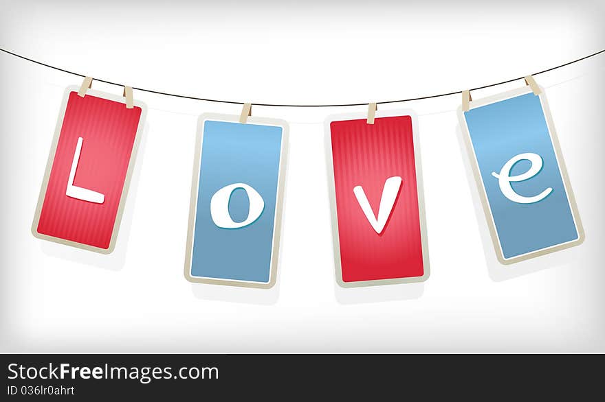 Valentine hanging labels. Vector art