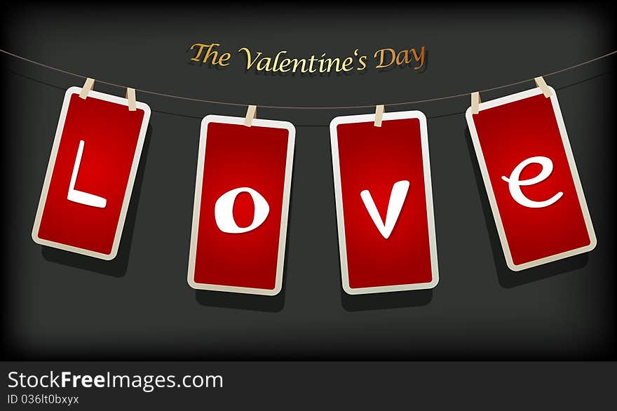 Valentine hanging labels. Vector art