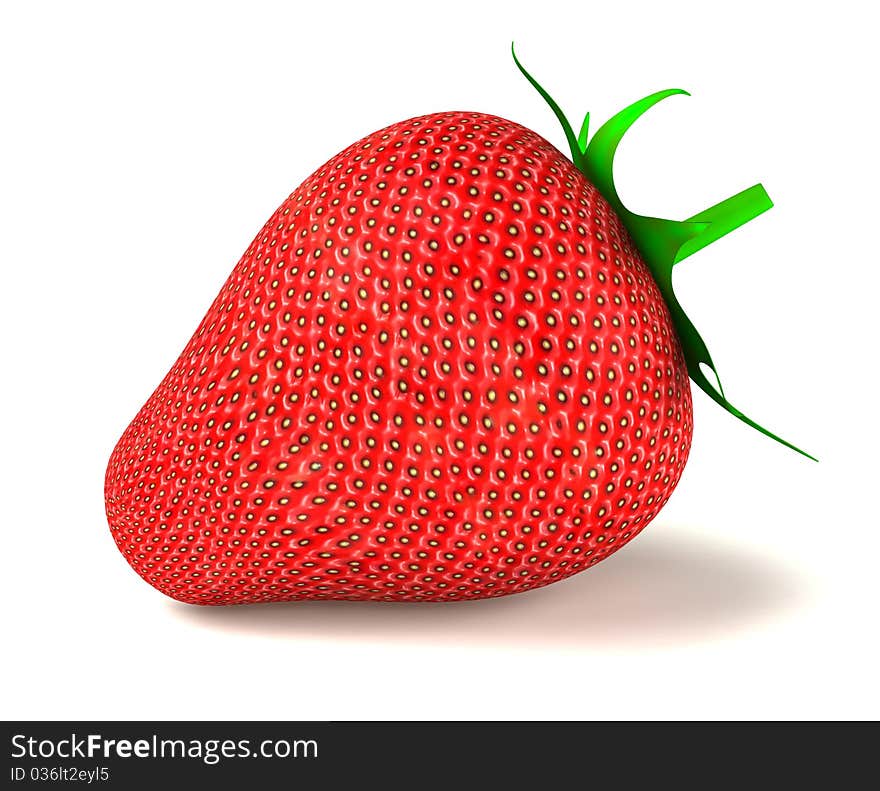 Large strawberry isolated over white 3d rendered