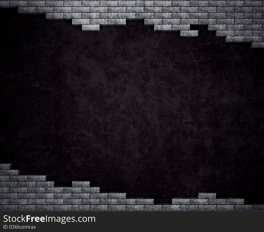 Brick wall with large hole