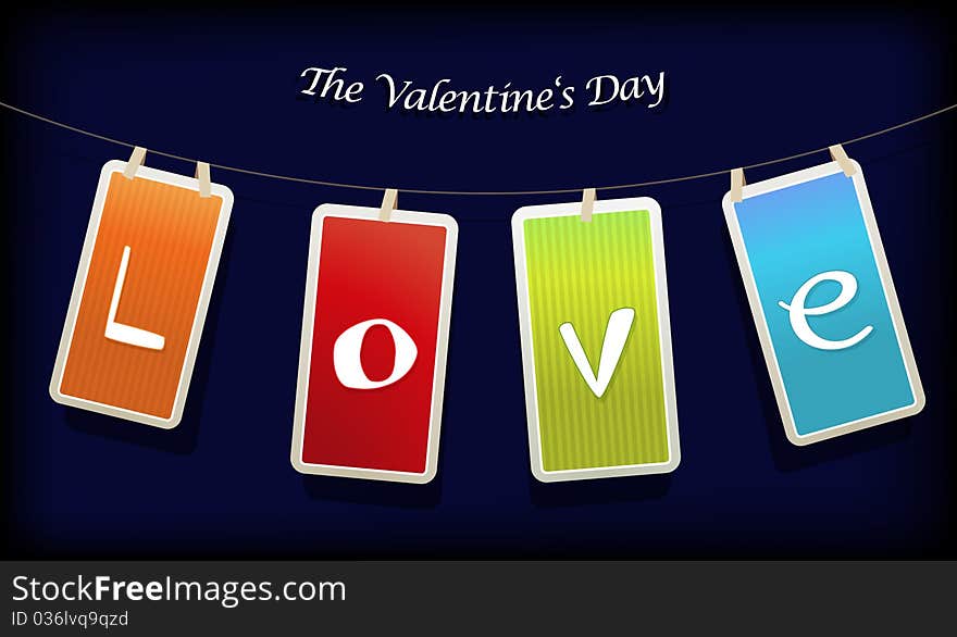 Valentine hanging labels. Vector art