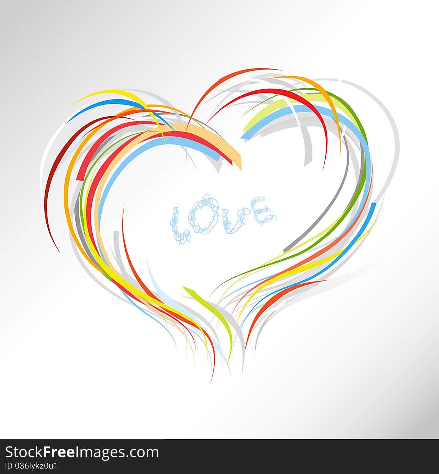 Valentine Heart From Colorful Lines.