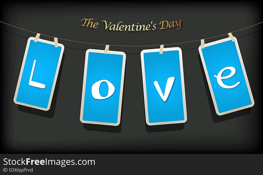 Valentine hanging labels. Vector art