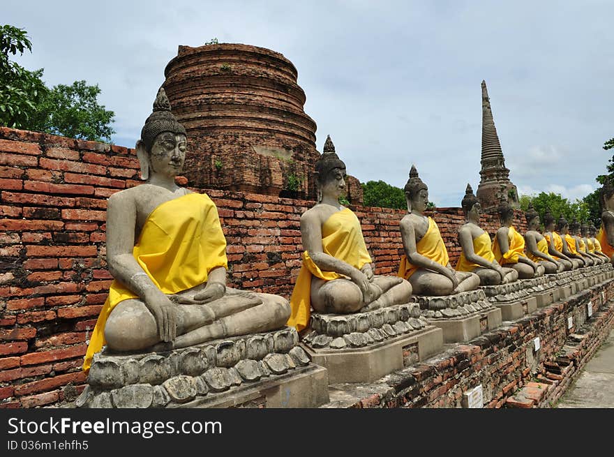 Cloister Of Buddha Statue At Wat Yai Chai Mongkon