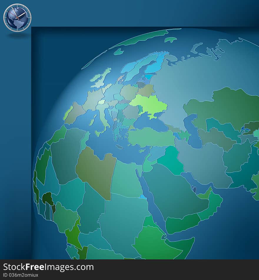 Dark blue background with globe