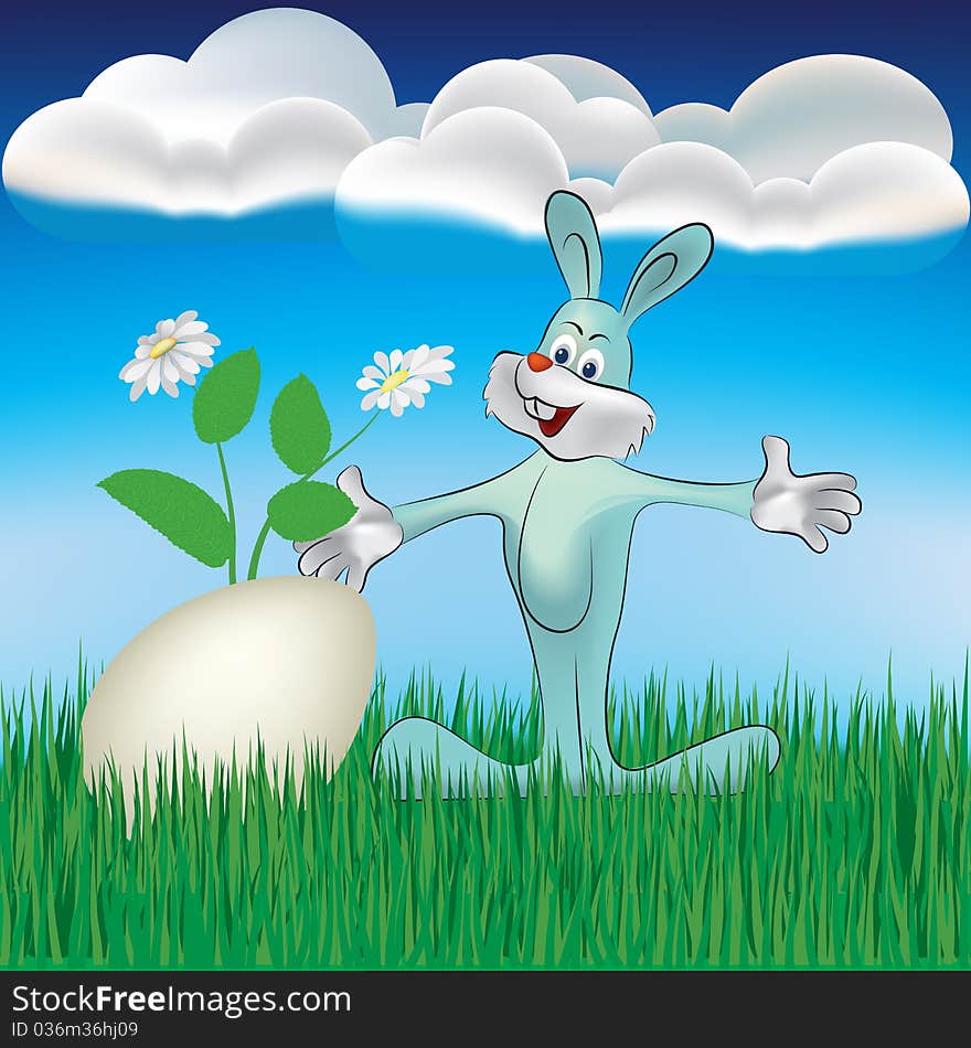 Holiday Background Easter Rabbit With Egg