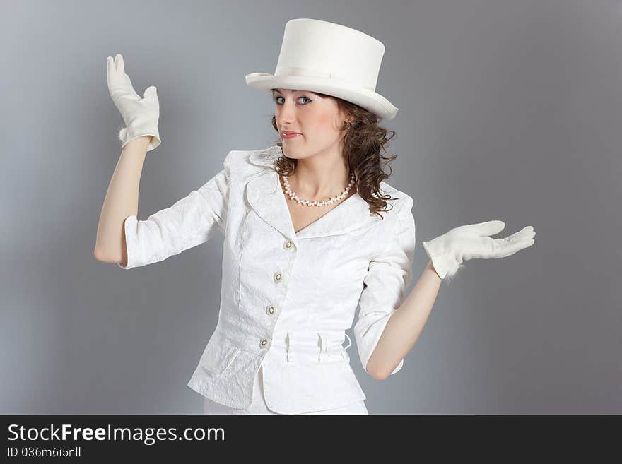 Girl in vintage clothing posing