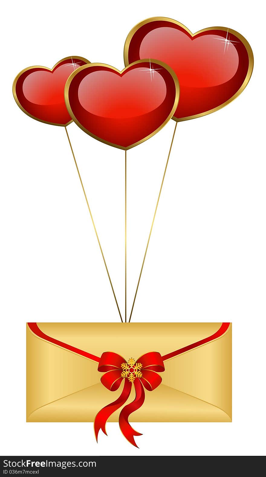 Envelope with red hearts