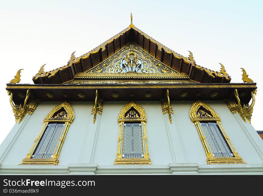 Gold buddhist monastery window at Sanamchan Palace