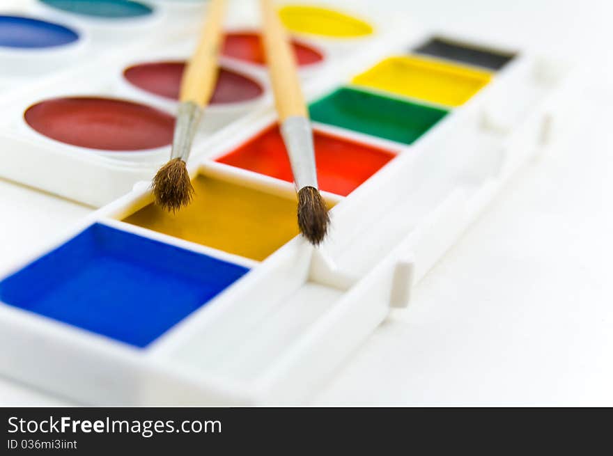 The Paints and cysts on white background. The Paints and cysts on white background.