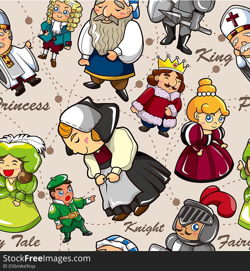 Seamless Medieval People Pattern