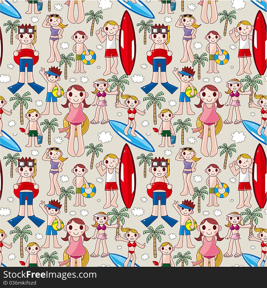 Seamless summer people pattern