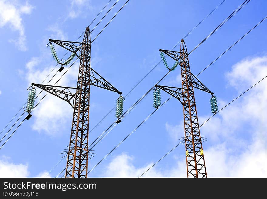 Power lines and electric pylons