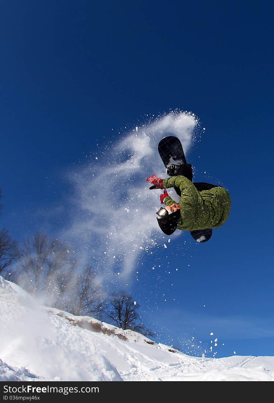 Snowboarder in the sky