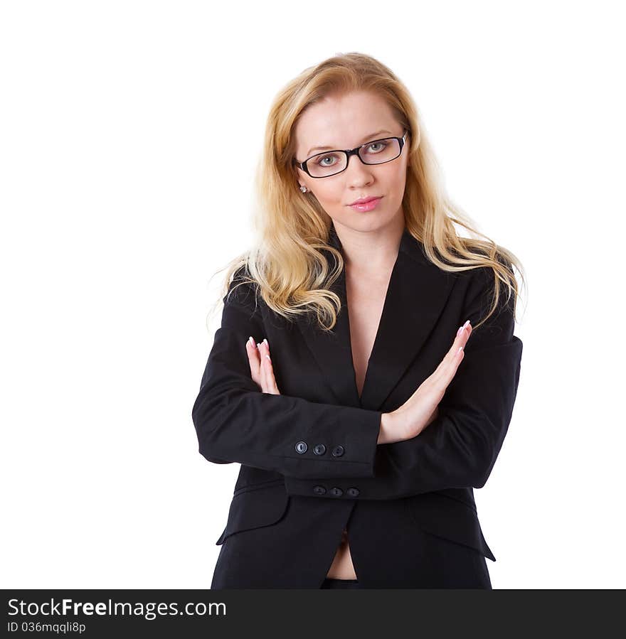 A Beautiful Businesswoman Is Folding Her Hands