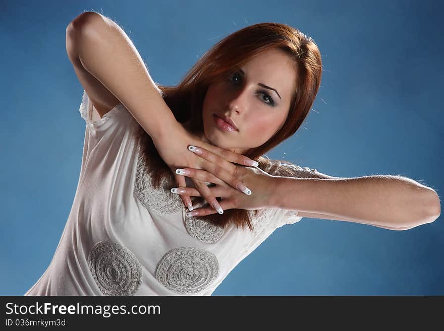 young woman with beautiful nails