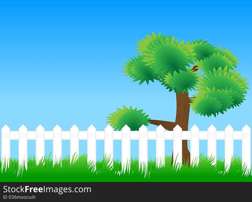 Meadow fence tree