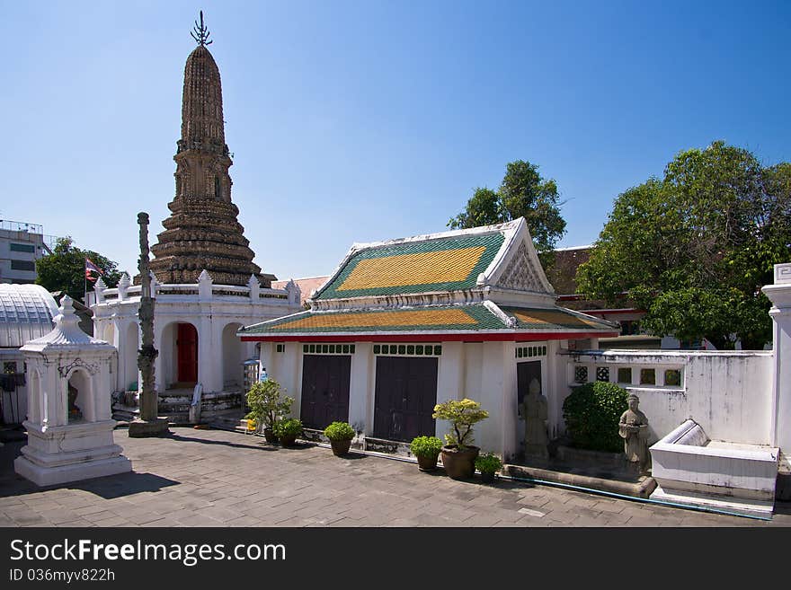 Stupa in the in the buddhist temple, Bangkok, Thailand