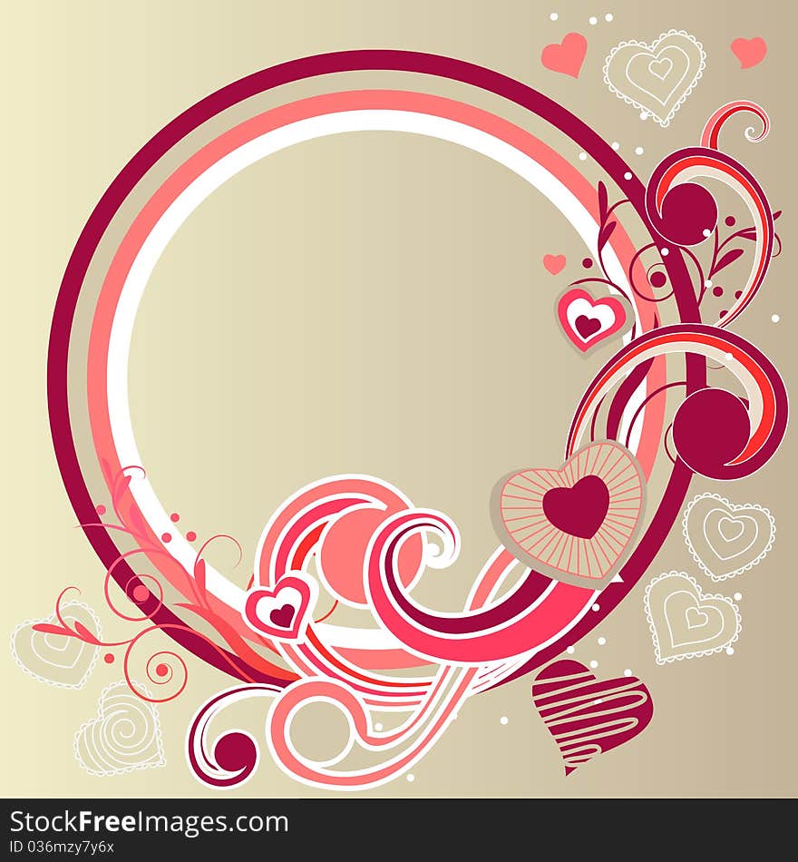 Frame With Hearts And Swirl Elements