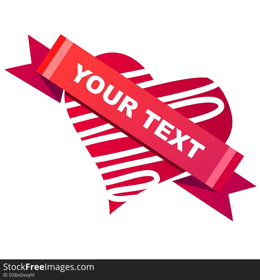 Heart-shaped red label with space for your text. Heart-shaped red label with space for your text