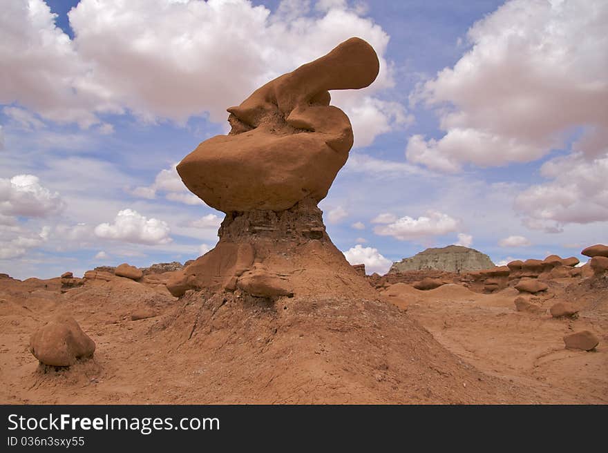 The unusual sandstone formations resembling sculptures, Goblin Valley State Park, Utah