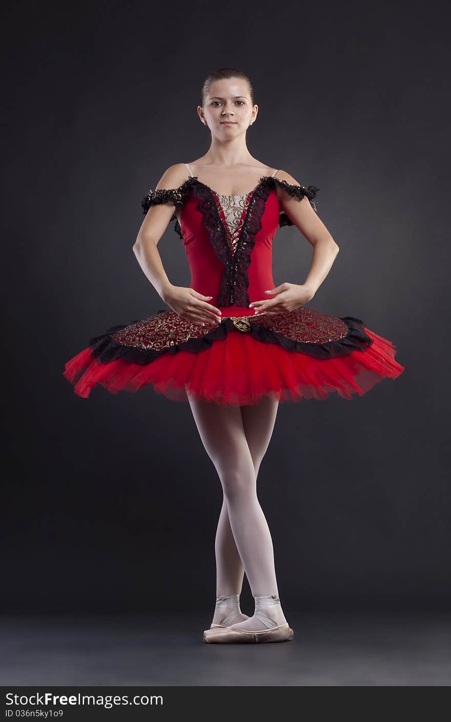 Ballerina Posing Over Black