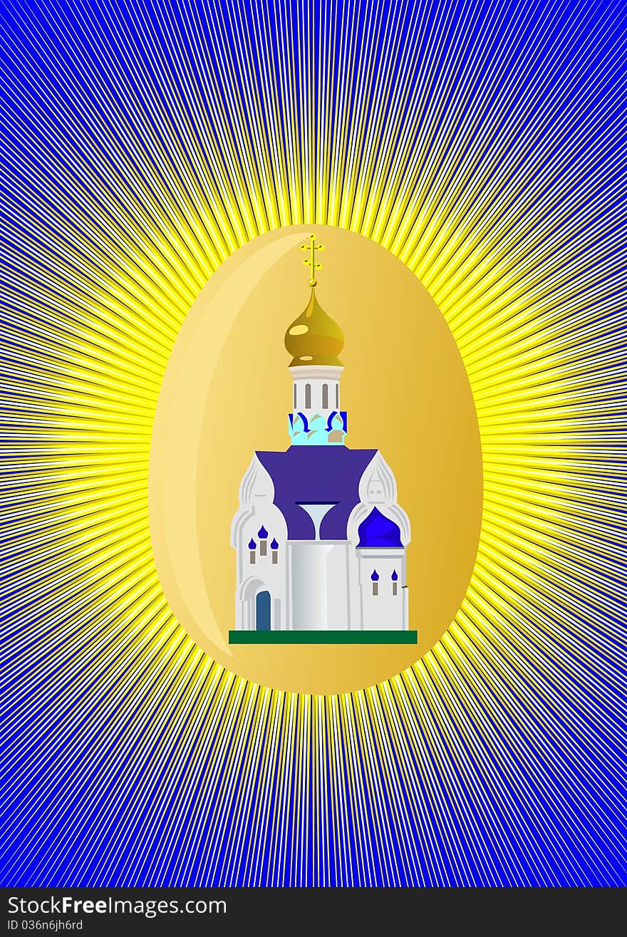 Abstract background with Easter egg which depicts a Christian church.