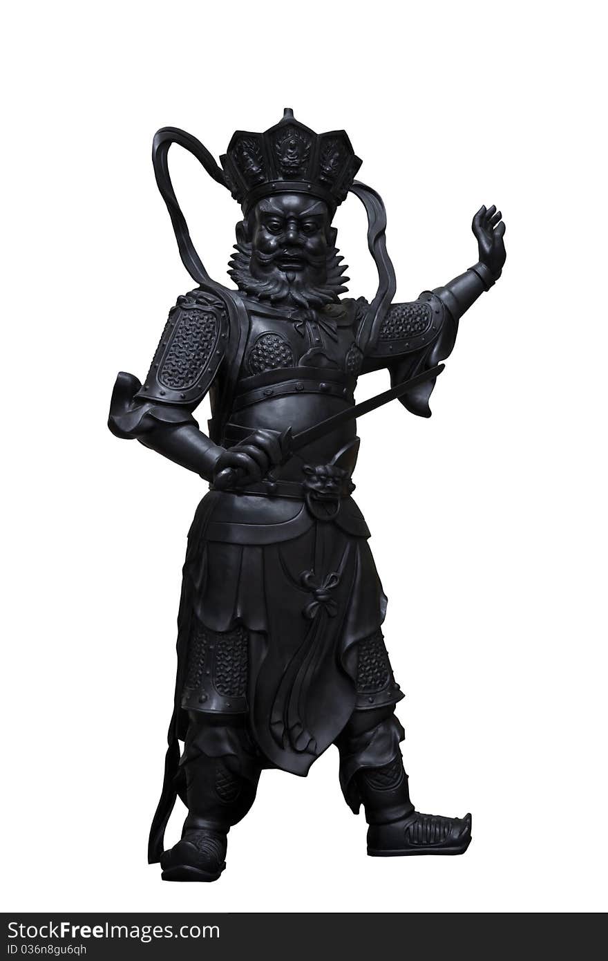 Chinese god statue on white background